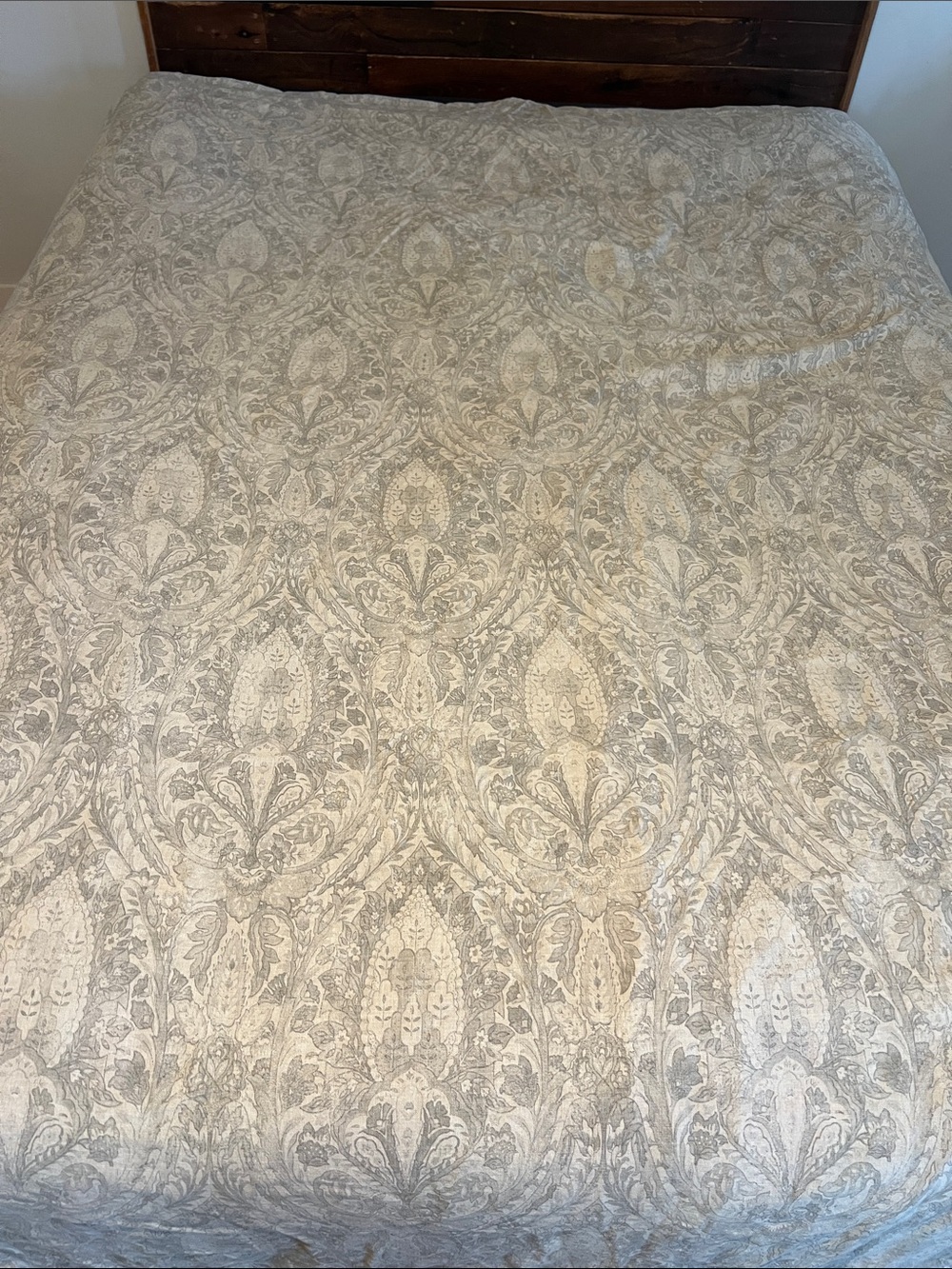 Restoration Hardware Italian 19th C. Medallion Duvet Cover Gray Cotton King